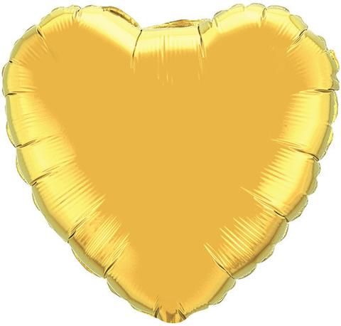 36 INCH FOIL METALLIC GOLD HEART PLAIN 1CTL