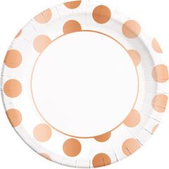 Classic Copper Dots Paper Plates Large 23cm 8ct