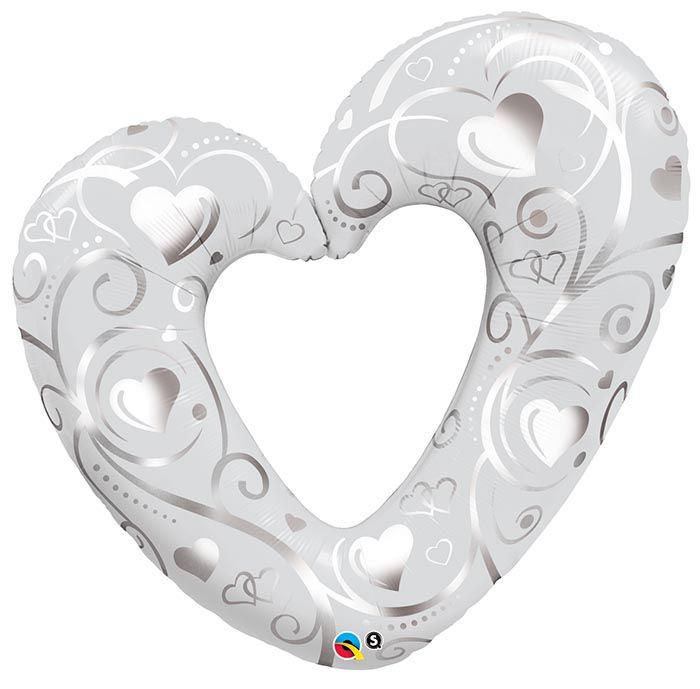 42 INCH FOIL SHAPE HEARTS&FILIGREE PEARL WHT 1CTP