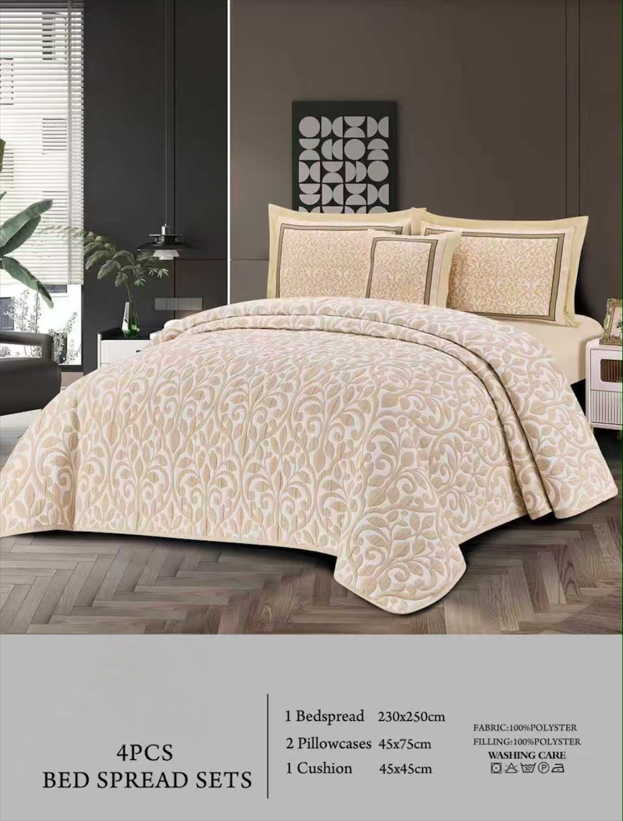 4 Piece Luxury Bedspread Set