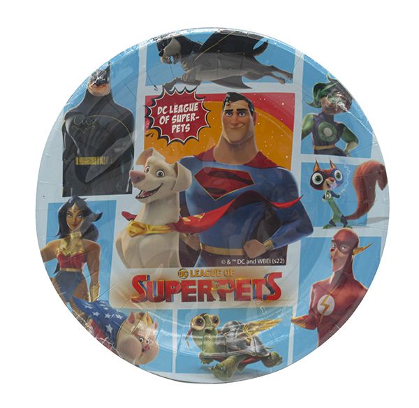 SUPERMAN & DC PETS PAPER PLATES LARGE 23CM 8CT