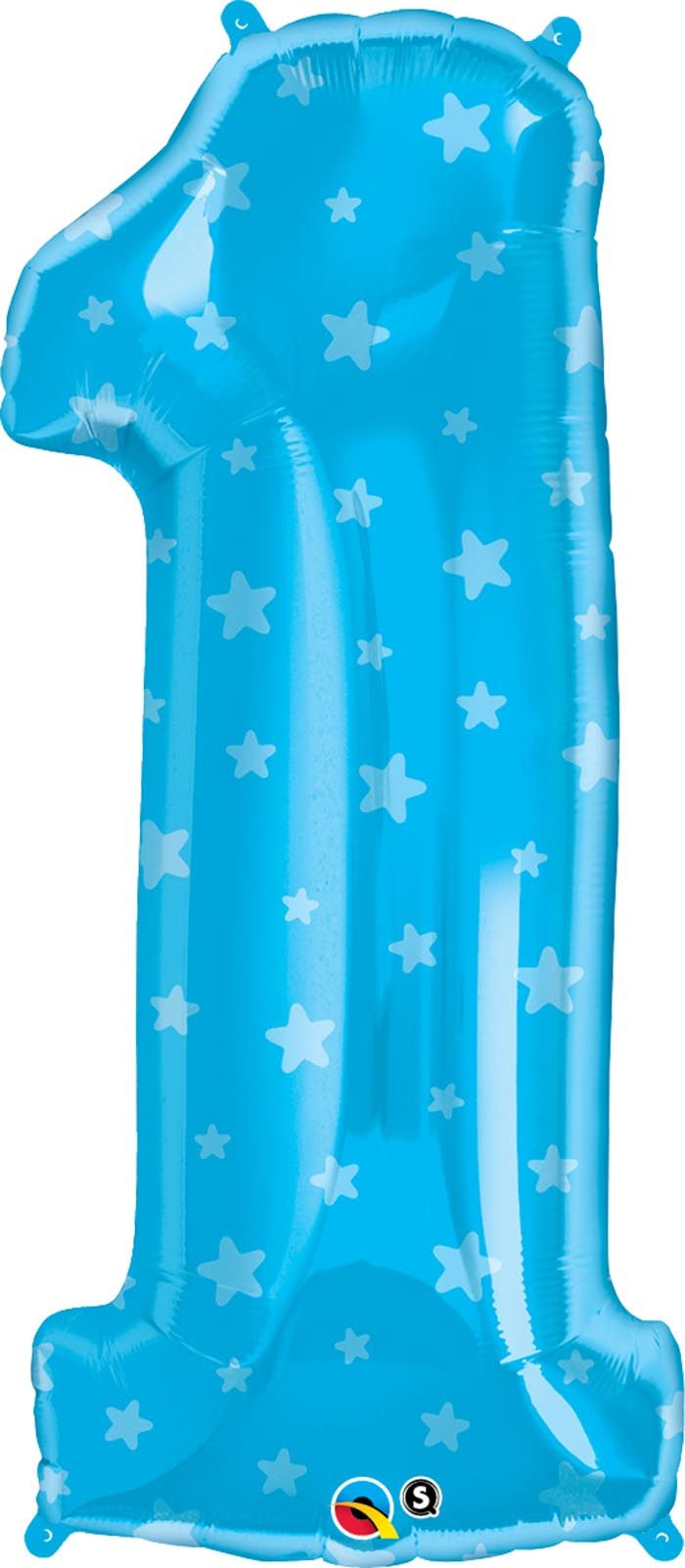 38 INCH FOIL SHAPE NUMBER ONE BLUE STARS 1CTP