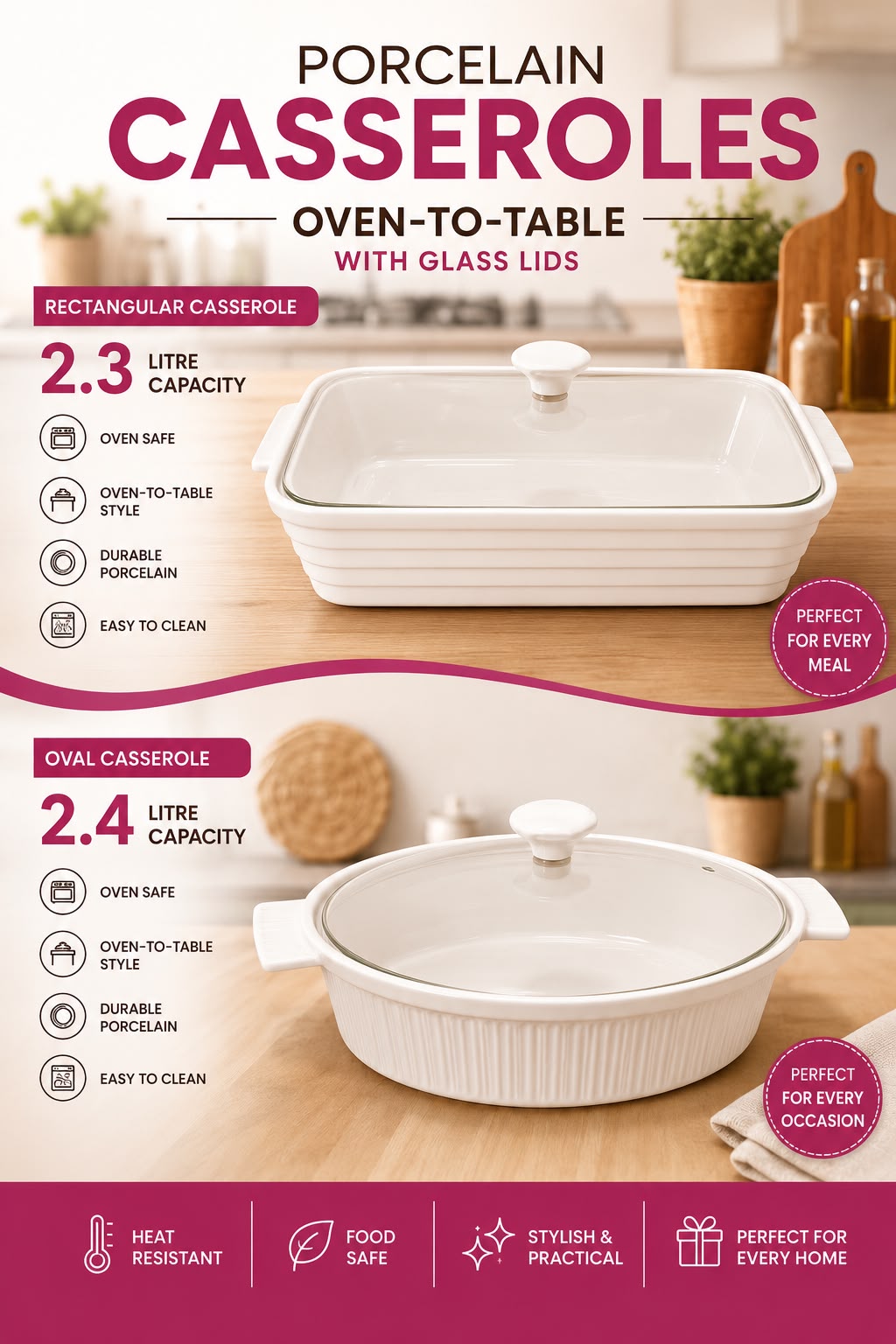 Casseroles With Glass Lid