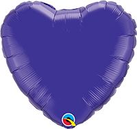18 Inch Foil Heart Quartz Purple Plain