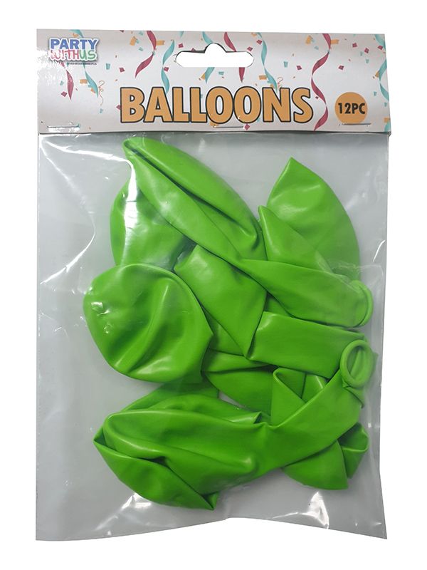 12 INCH LATEX STANDARD LIME GREEN 12CTP