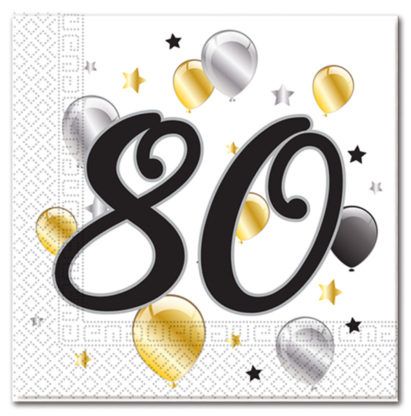 MILESTONE 80 BDAY BALLOON & STR TWO PLY 20CT