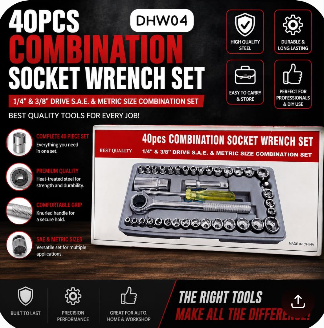 40pc COMBINATION SOCKET WRENCH SET