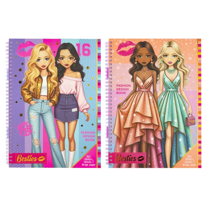 Besties Fashion Design Book Sticker N Station Set