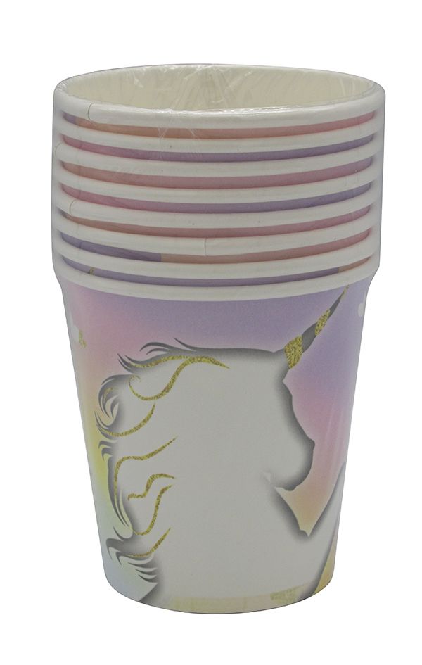 RAINBOW UNICORN PAPER CUPS 200ML 8CT
