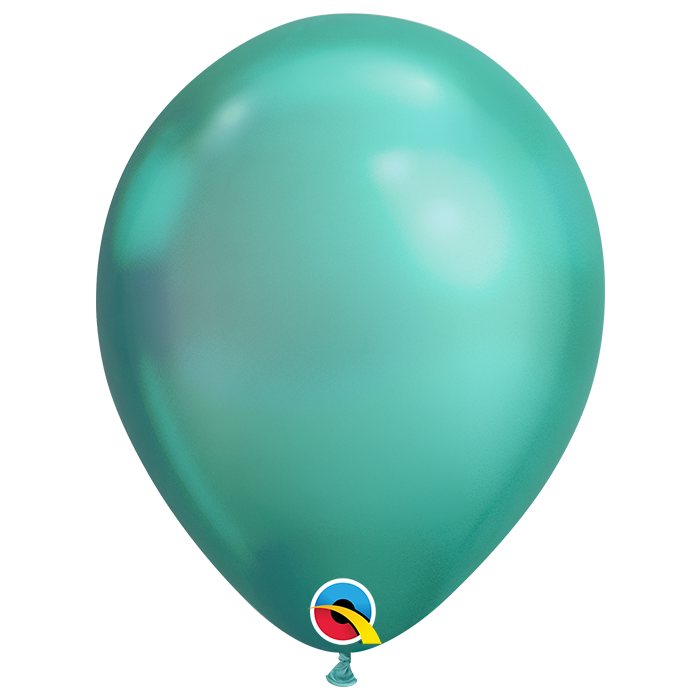 7 INCH LATEX RND CHROME GREEN AIR FILLED 100CT