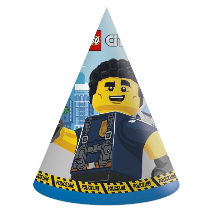 6 Piece Lego City Paper Hats