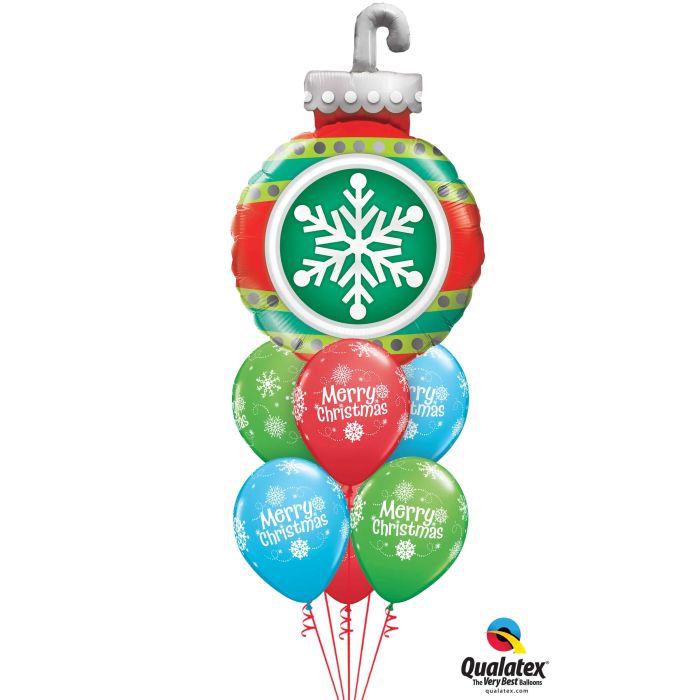 11 INCH LATEX MERRY CHRISTMAS SNOWFLAKES 50CTP