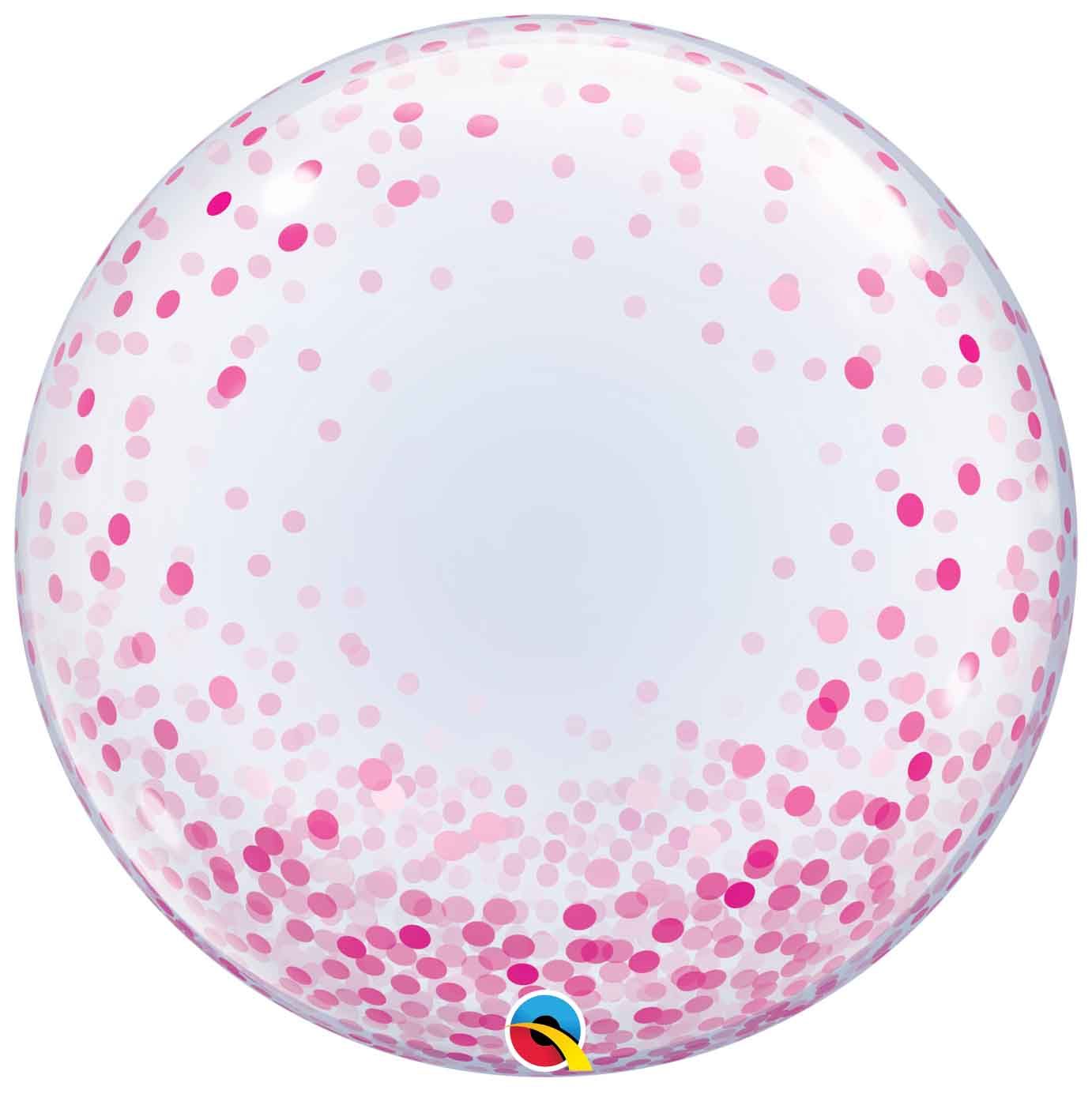 24 INCH DECO BUBBLE PINK CONFETTI DOTS 1CTP