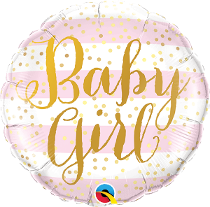 9 INCH FOIL BABY GIRL PINK STRIPES 1CTL