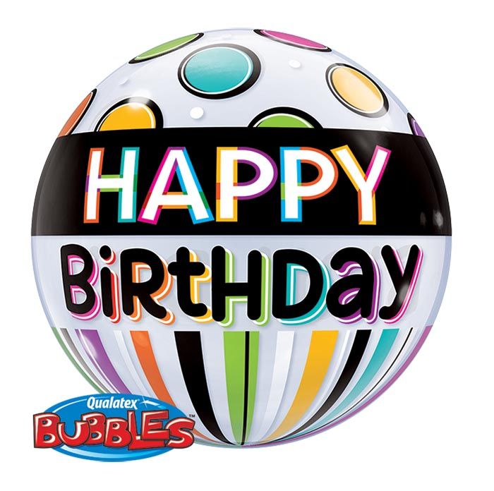 22 INCH SINGLE BUBBLE BDAY BLACK BAND & DOTS 1CTP