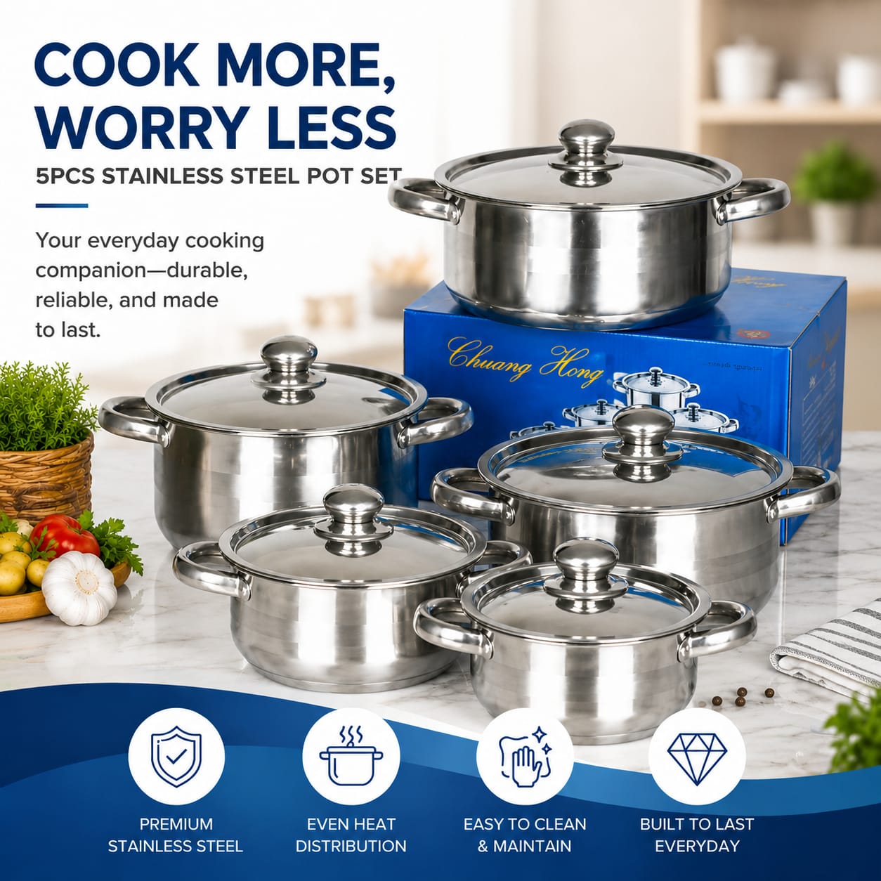 5 Piece Stainless Steel Cookware