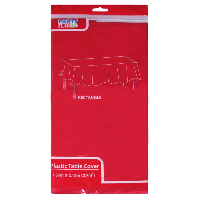 PLASTIC TABLE COVER-137CMx213CM(70G) RED 1CT