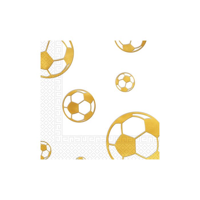 FOOTBALL GOLD EMBOS 3PLY PAPER NAPKNS 33X33CM 15CT