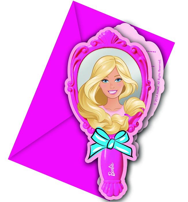 BARBIE MAGIC DIE CUT INVITATIONS & ENVELOPES 6CT