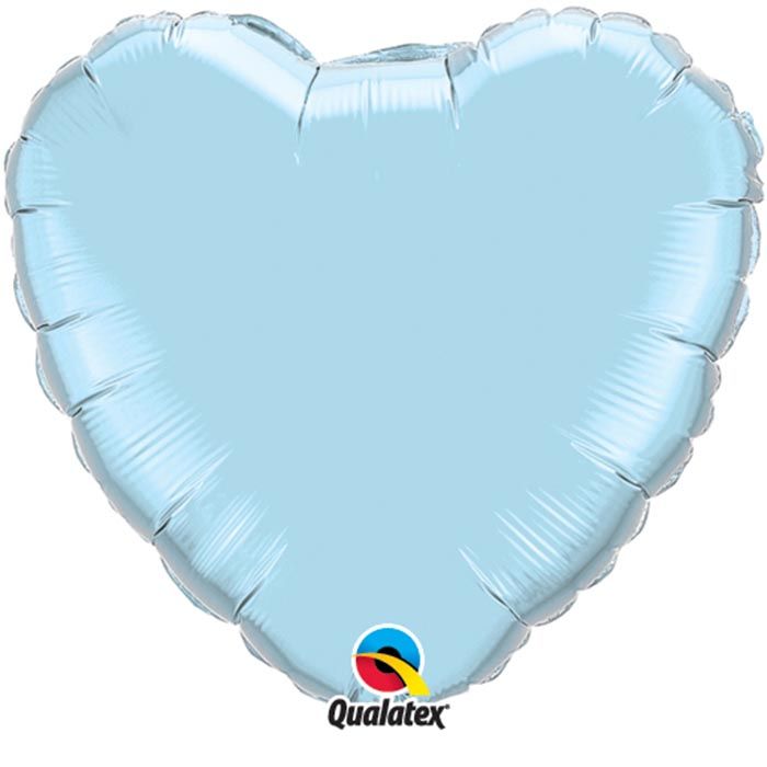 36 INCH FOIL PEARL LT BLUE HEART PLAIN 1CTL