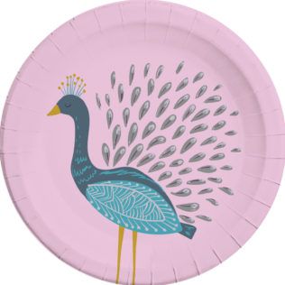PEACOCK PAPER PLATES LARGE 23CM 8CT