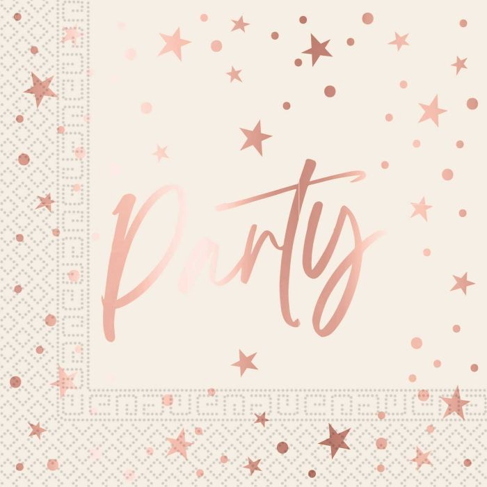 ROSE GOLD 2PLY PAPER NAPKINS 33X33CM 20CT