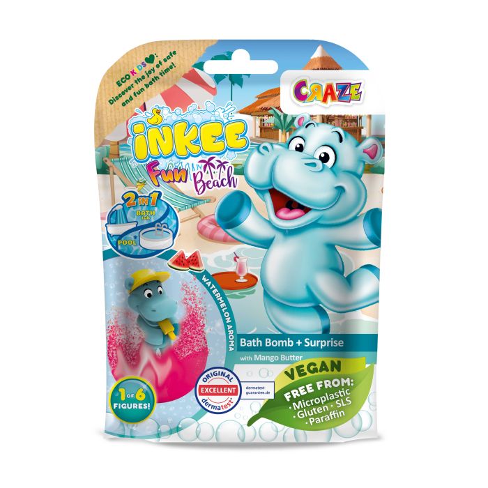 Inkee Surprise Bath Bomb Fun Beach Hippo
