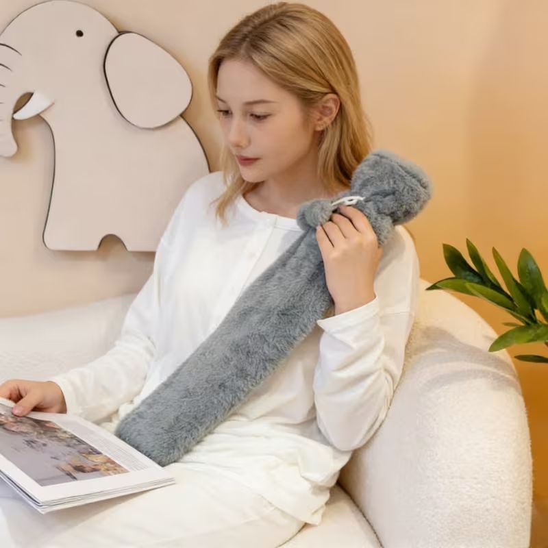 Extra Long Hot Water Bottle With Soft Plush Cover