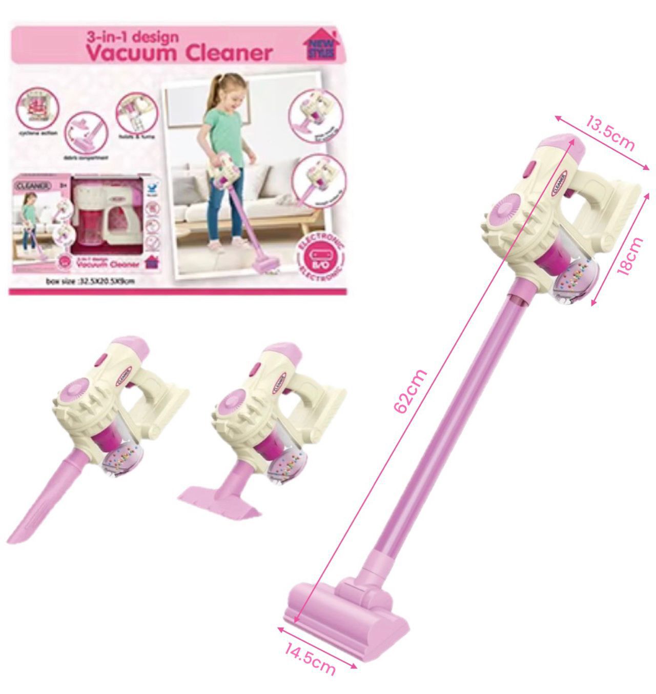 3 In 1 Kiddies Electric Vacuum Cleaner