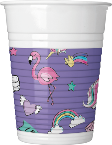 MINNIE UNICORN PLASTIC CUPS 200 ML 8CT