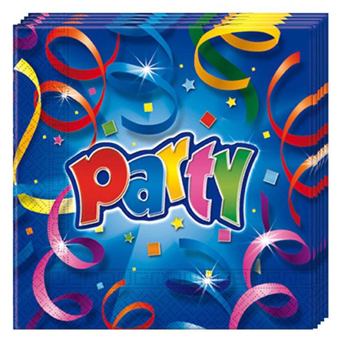PARTY STREAMERS 2PLY NAPKIN 33X33CM 20CT