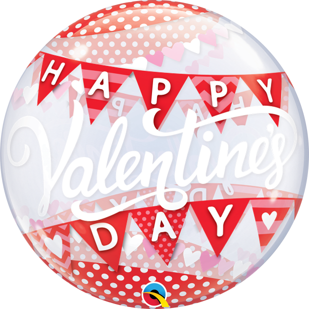 22 INCH SINGLE BUBBLE VALENTINES DAY BANNER 1CTP