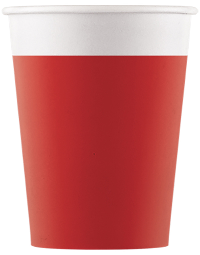 SOLID RED PAPER CUPS 200ML 8CT