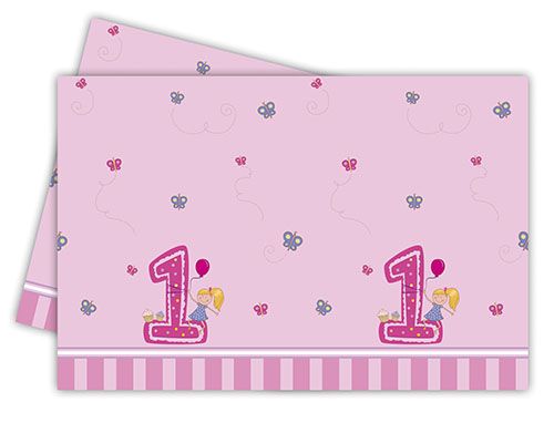 GIRLS FIRST BIRTHDAY PLASTIC TCOVER 120X180CM 1CT