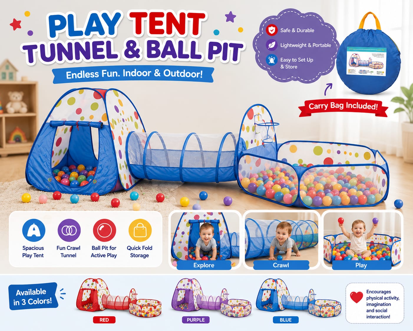 Play Tent Tunnel & Ball Pit