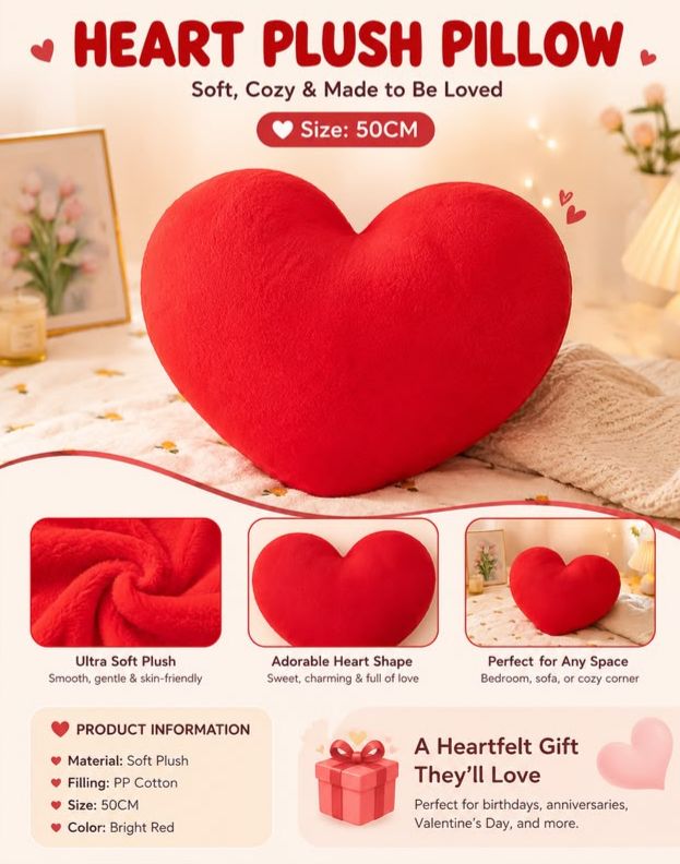 50cm Heart Pillow