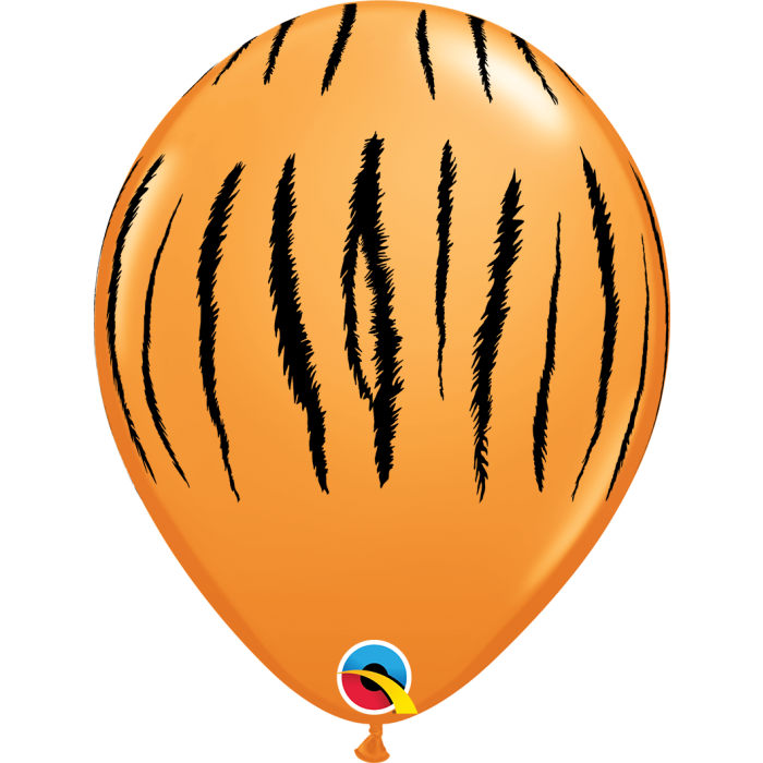 11 INCH LATEX RND ORANGE TIGER STRIPES 50CTP