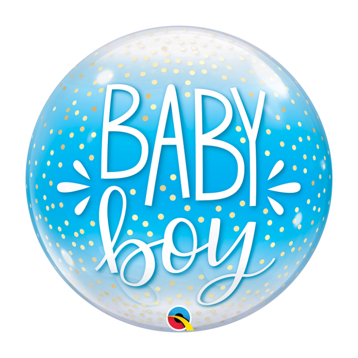 22 INCH SINGLE BUBBLE BABY BOY BLUE & CONFETTI DOT