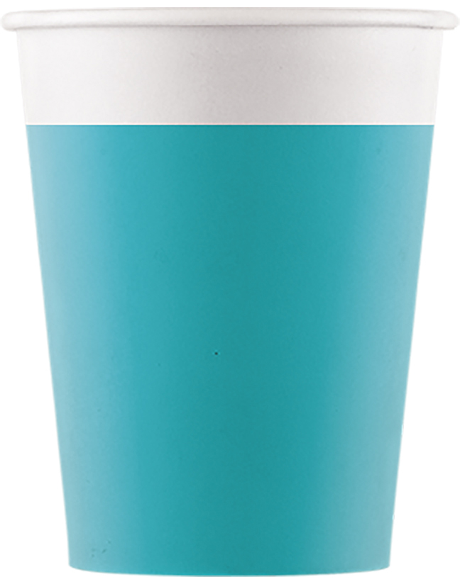 SOLID TURQUOISE PAPER CUPS 200ML 8CT