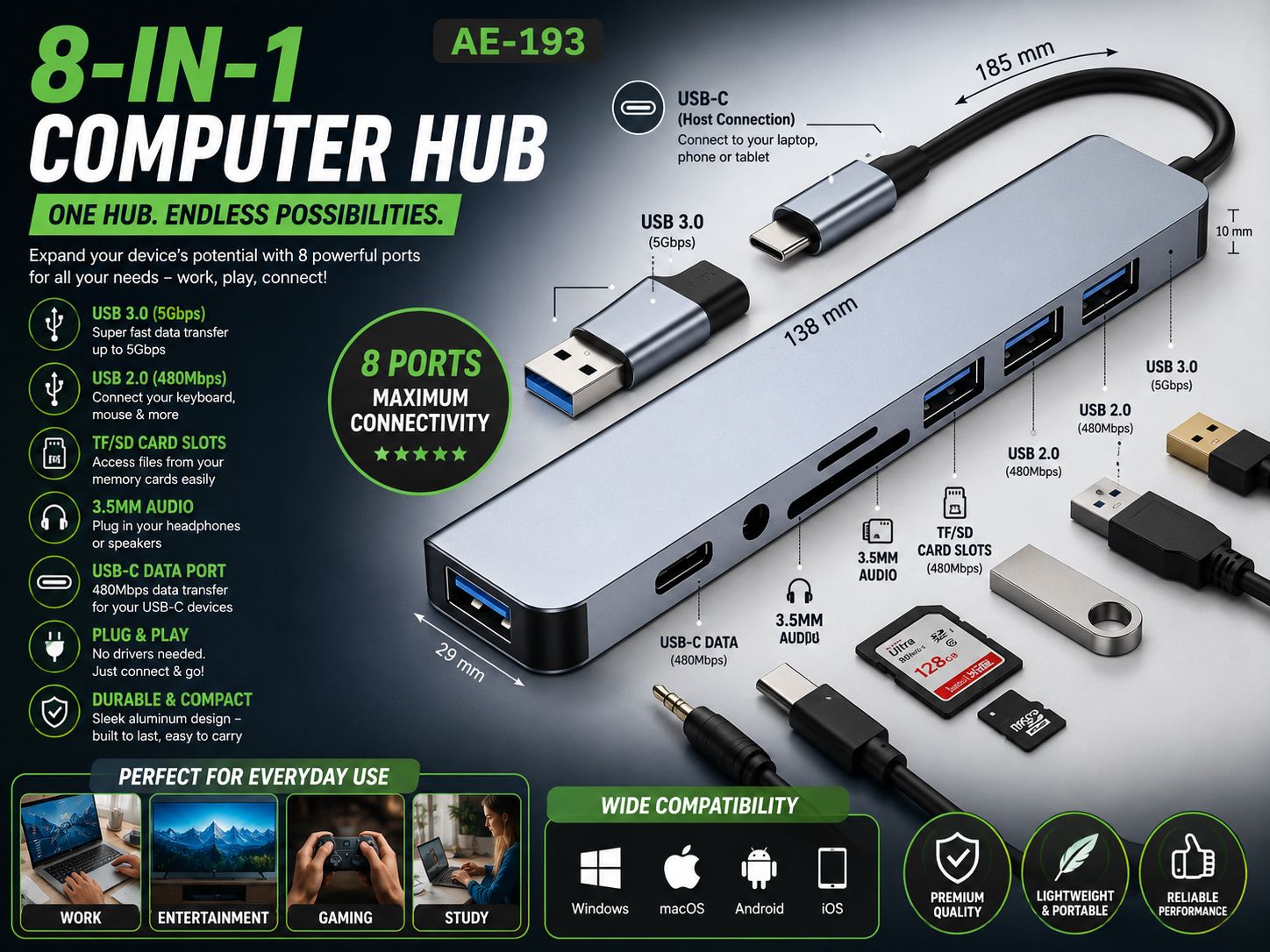 8 In 1 Computer Hub