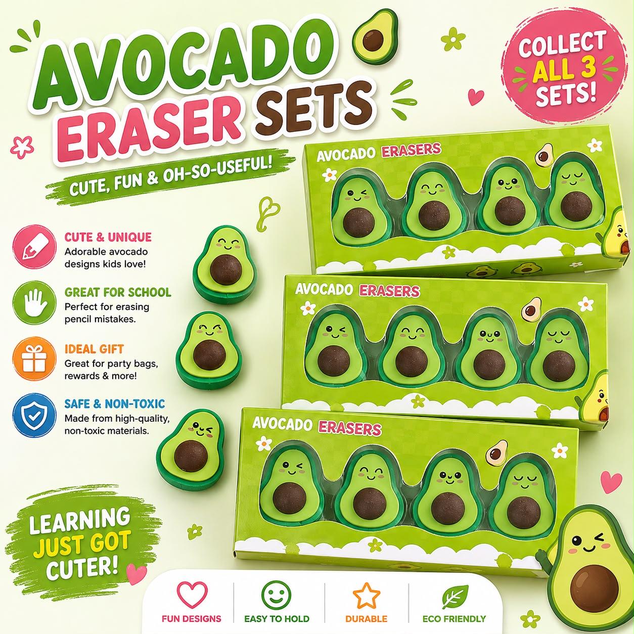 Avocado Eraser Set
