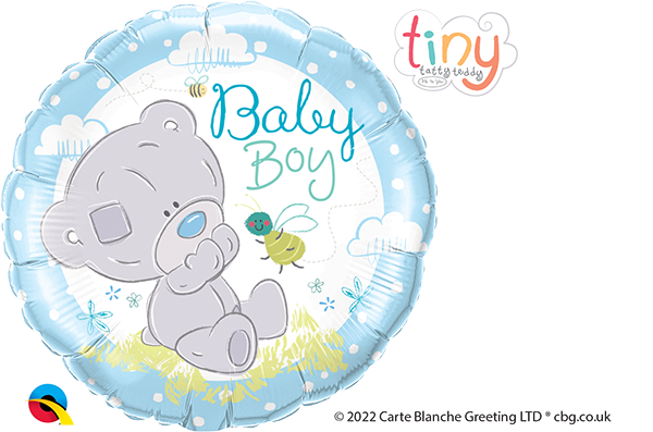 18 INCH FOIL RND TINY TATTY TEDDY BABY BOY 1 CTP