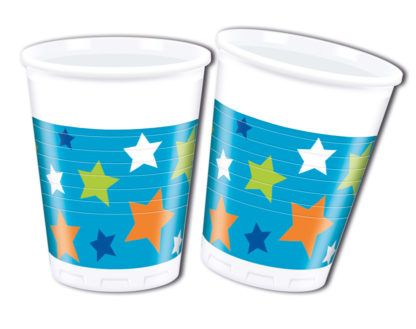 HAPPY BDAY BOY PLASTIC CUPS 200ML 8CT