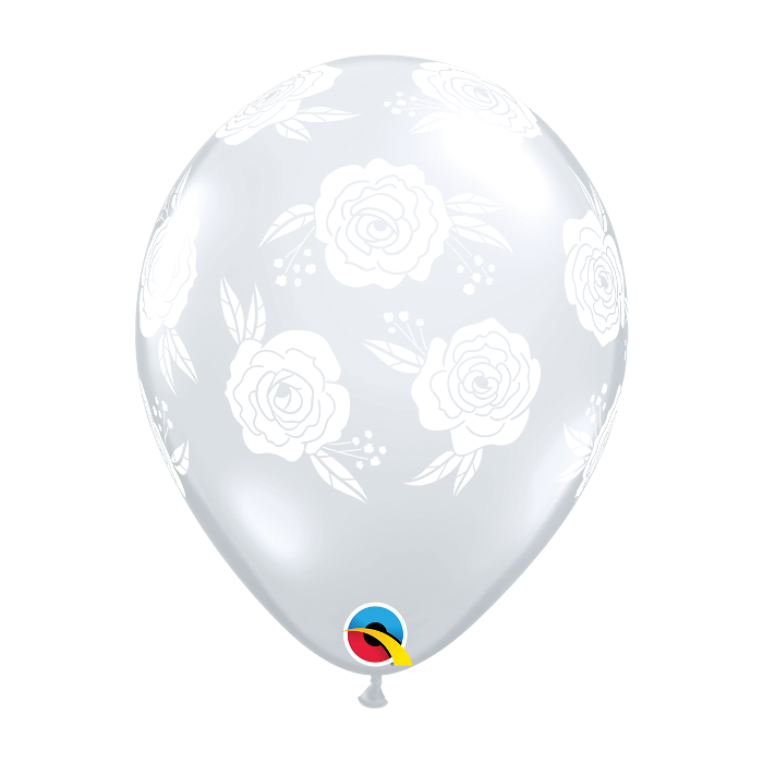 11 INCH LATEX CLEAR ROSES IN BLOOM 50CTP