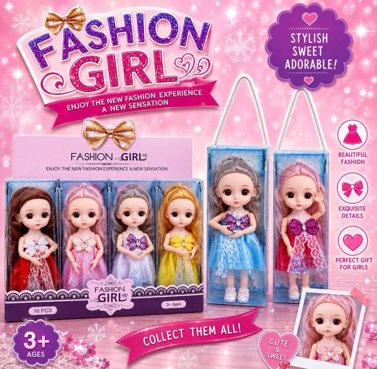 Fashion Girl Doll Set Of 3