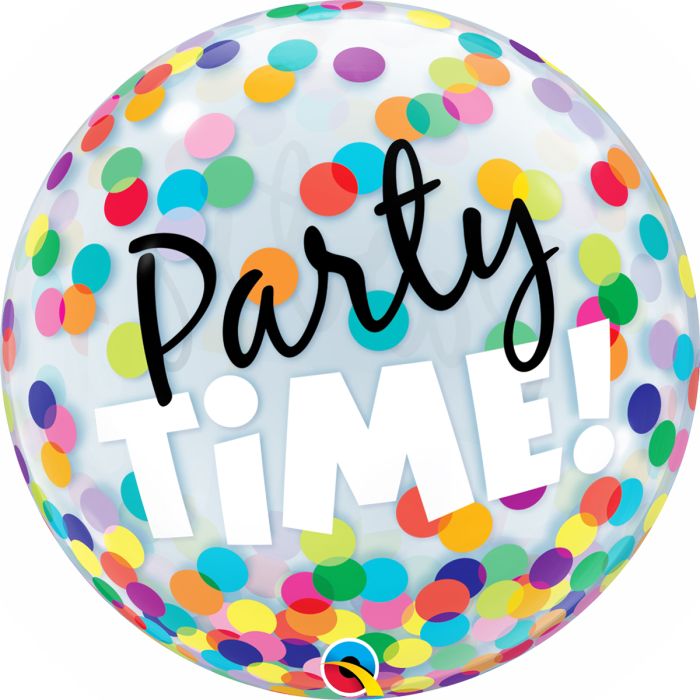 22 INCH SINGLE BUBBLE PARTY TIME COL/DOTS AGE