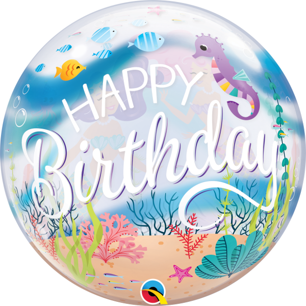 22 INCH SINGLE BUBBLE HAPPY BDAY MERMAID 1CTP