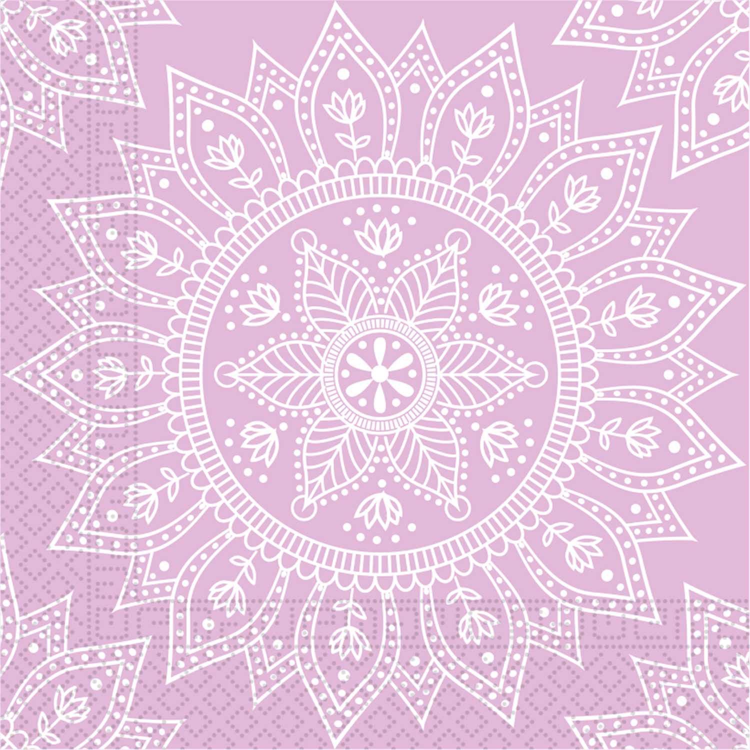 MANDALA LAVENDER 3PLY NAPKINS 33X33CM 20CT