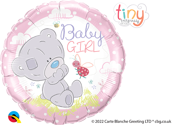 18 INCH FOIL RND TINY TATTY TEDDY BABY GIRL 1CTP