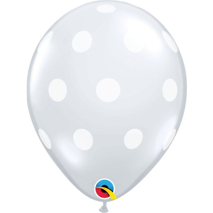 11 INCH LATEX BIG POLKA DOTS DIAMOND CLEAR 50CTP